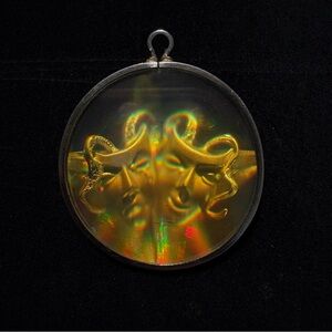Rare Vintage Holographic Drama Mask Pendant
